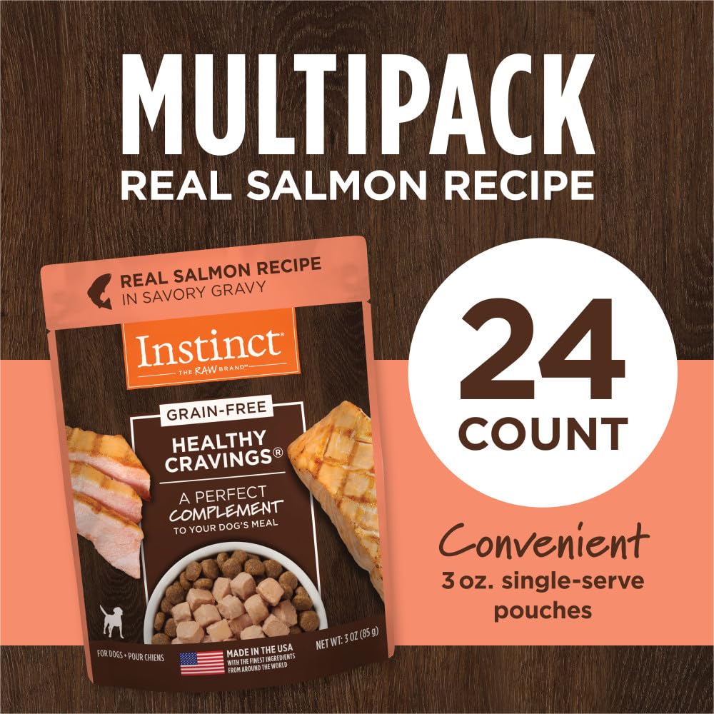 Instinct Healthy Cravings Grain-Free Salmon Wet Dog Food Pouch - 3 Oz - Case of 24  