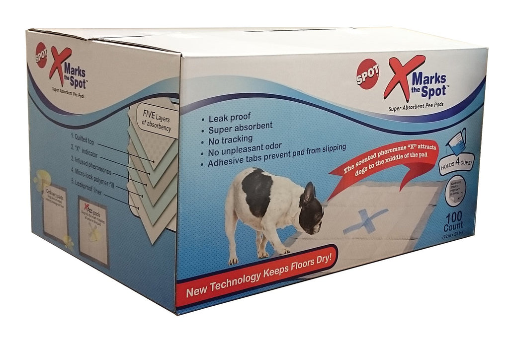 SPOT X Marks The Spot Anti-Skid Puppy Dog Training Pads - L:22 X W:22" Inches - 100 Cou...