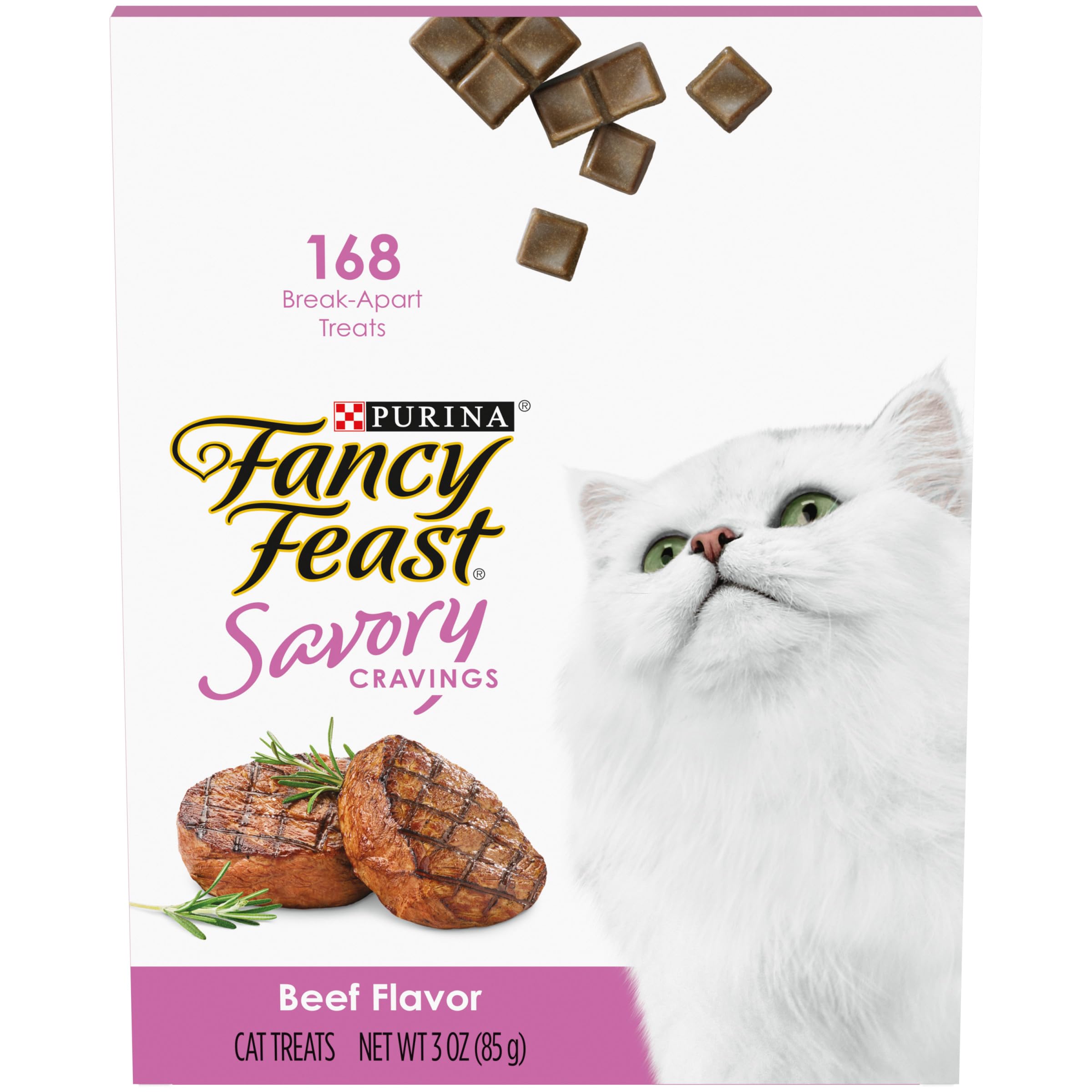Purina Fancy Feast Savory Cravings Break-Apart Limited Ingredient Beef Soft and Chewy Cat Treats - 1 Oz - Case of 20  