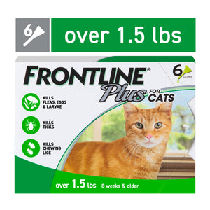 Frontline Plus Flea and Tick Treatment for Cats and Kittens - Green - 3 Pack