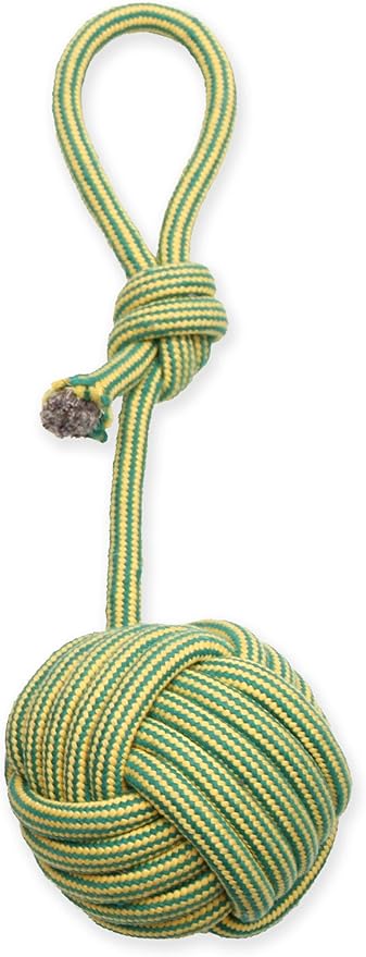 Mammoth Pet Products Monkey Fist Ball with Handle Extra Fresh Dental Floss Mint Scent Dog Toy - Large - 5 Inch