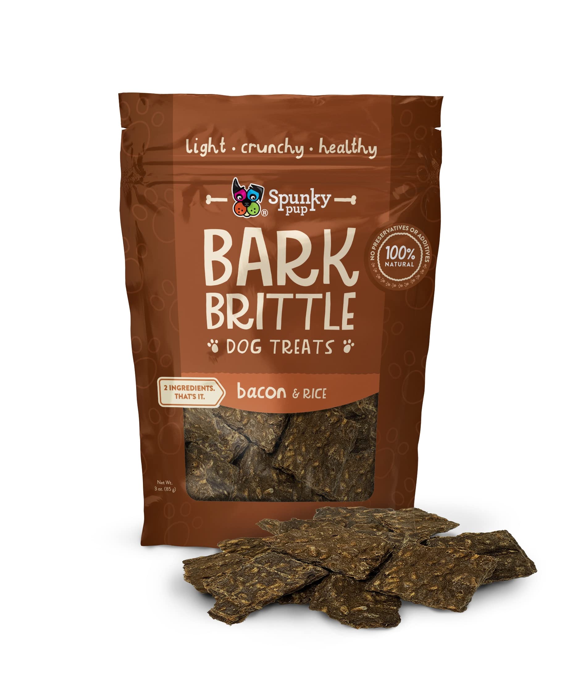 Spunky Pup Bark Brittle Limited Ingredient Bacon Crispy and Crunchy Dog Treats - 3 Oz  