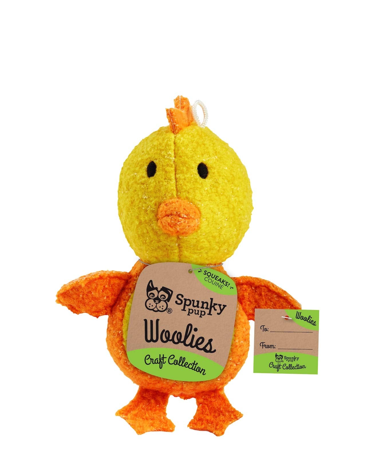 Spunky Pup Woolies Craft Collection Chicken Squeak and Wool Plush Dog Toy  