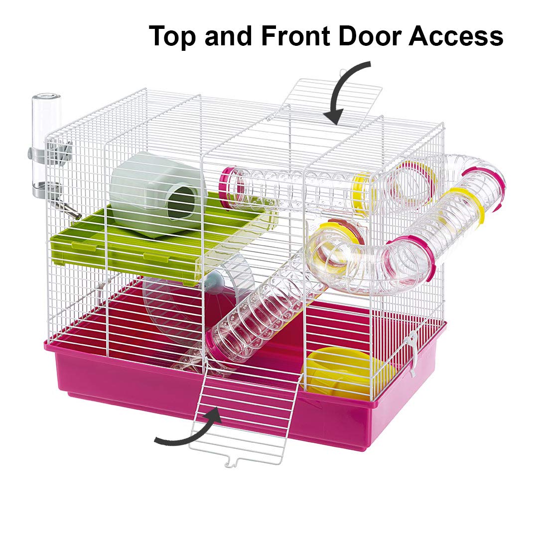 Ferplast Laura Fun and Interactive Hampster Cage with Accessories - Pink - 39" X 22" X 18" Inches  