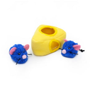 Zippy Paws Burrow Mice N' Cheese Hide-and-Seek Interactive Squeak and Plush Cat Toy - S...