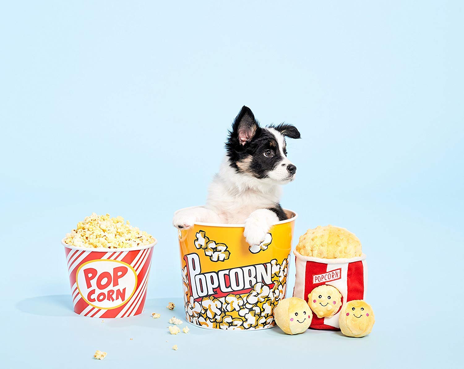 Zippy Paws Burrow Popcorn Bucket Interactive Squeak and Plush Dog Toy  