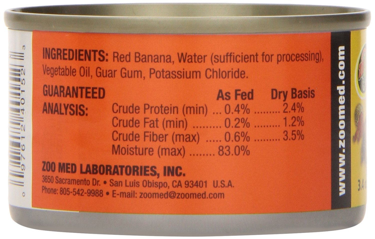 Zoo Med Laboratories Can O' Fruit Tropical Fruit Mix-ins Red Banana Turtle and Reptile Food - 3.4 Oz  