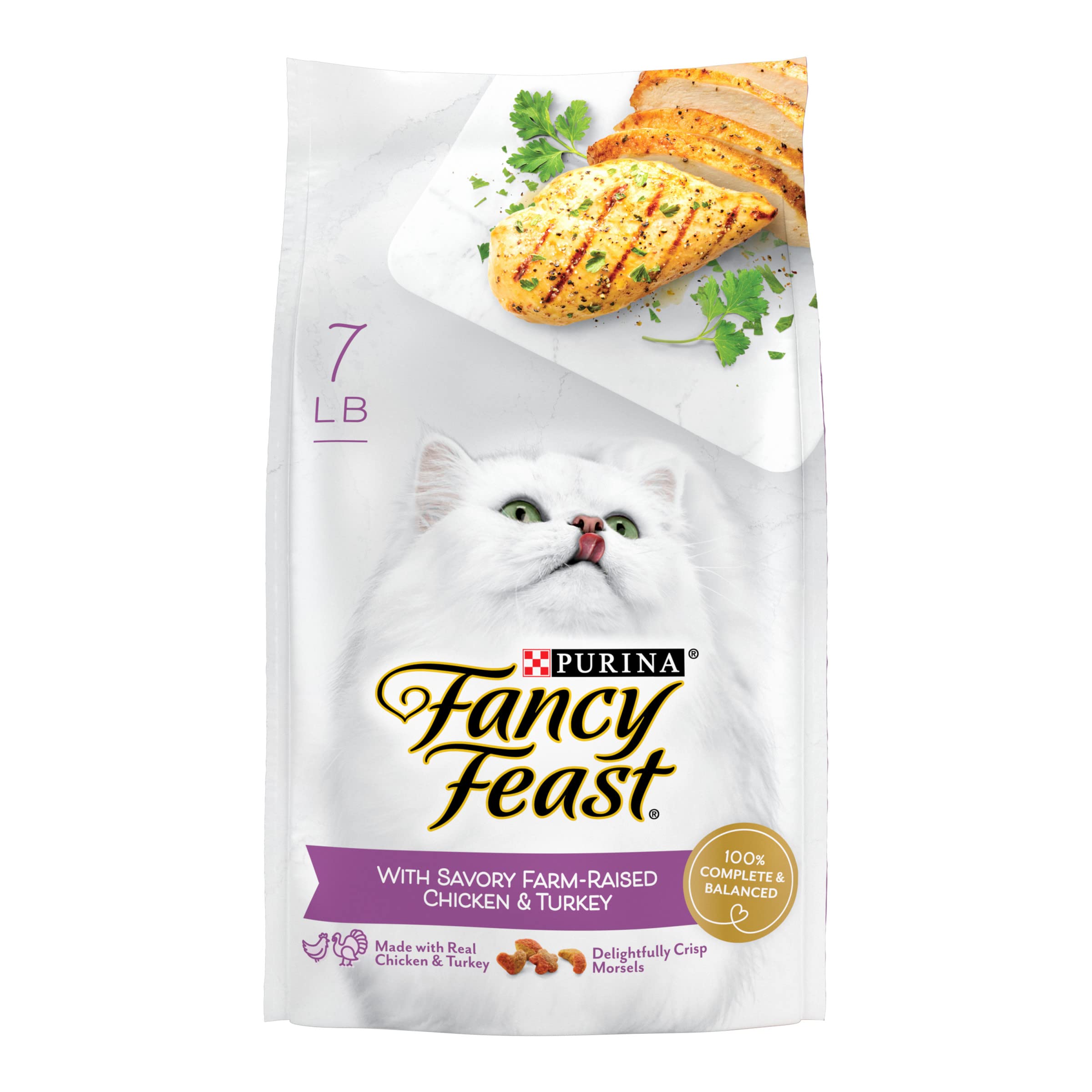Purina Fancy Feast Savory Chicken and Turkey Dry Cat Food - 7 Lbs - Case of 4  