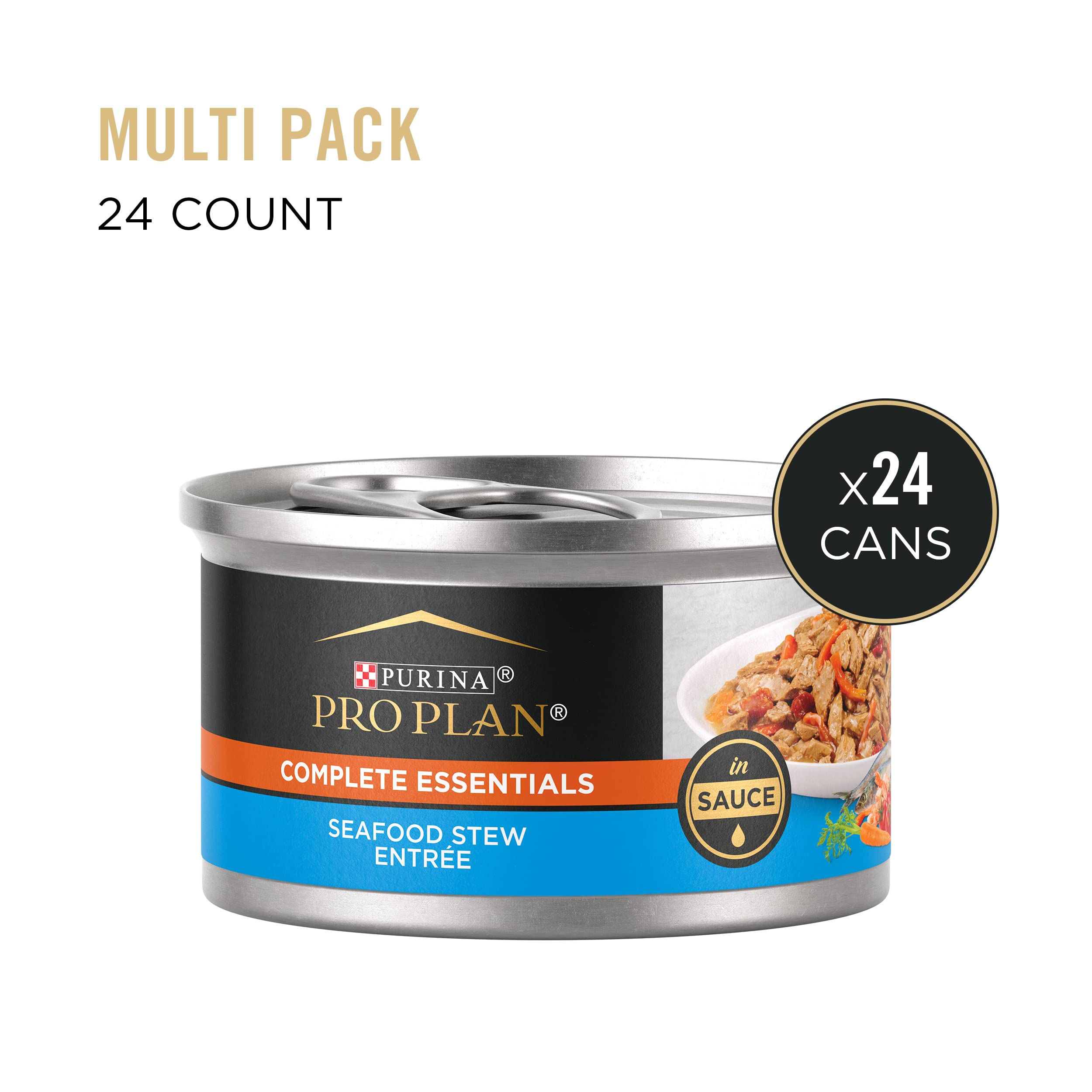 Purina Pro Plan Complete Essentials Grilled Seafood and Gravy Entrée Canned Cat Food - 3 Oz - Case of 24  