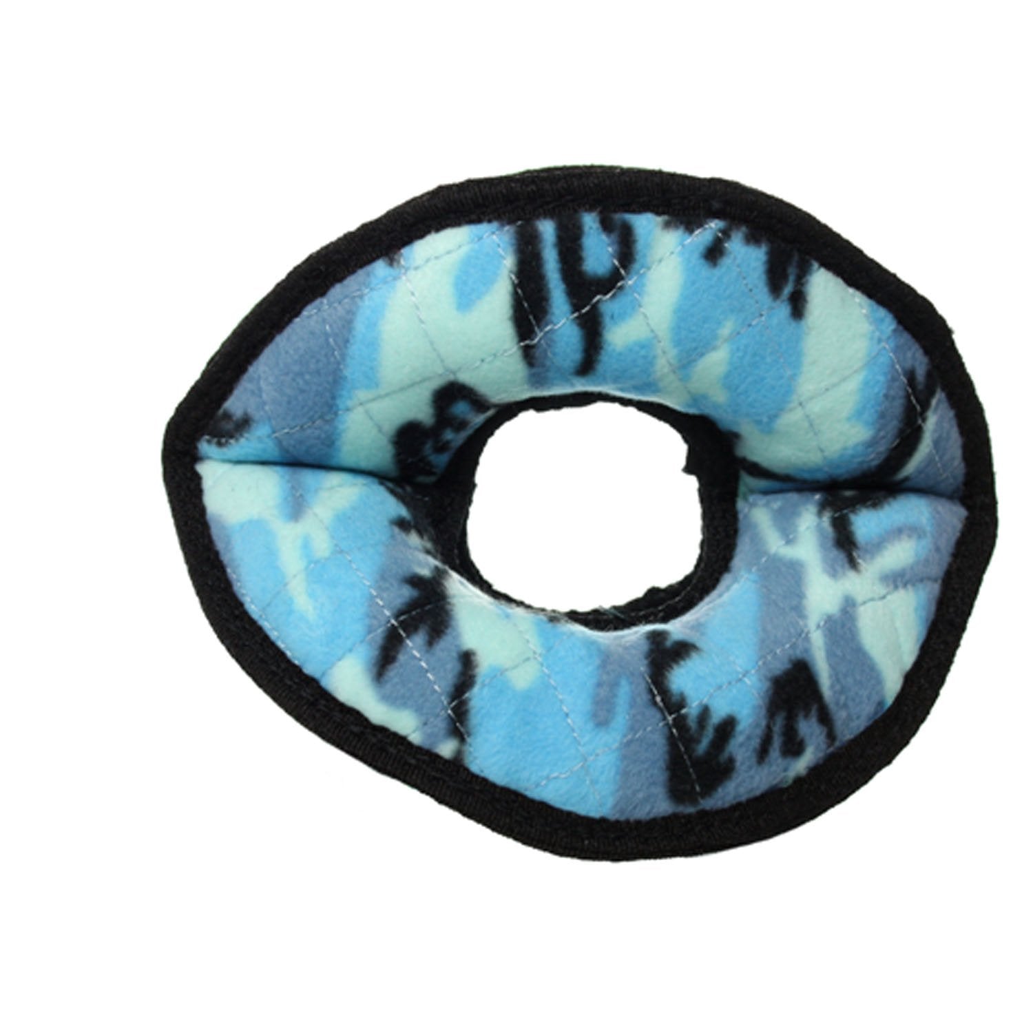 Tuffy's Ring Camo-Patterned Float and Squeak Nylon and Plush Fetch Dog Toy - Blue Camo  