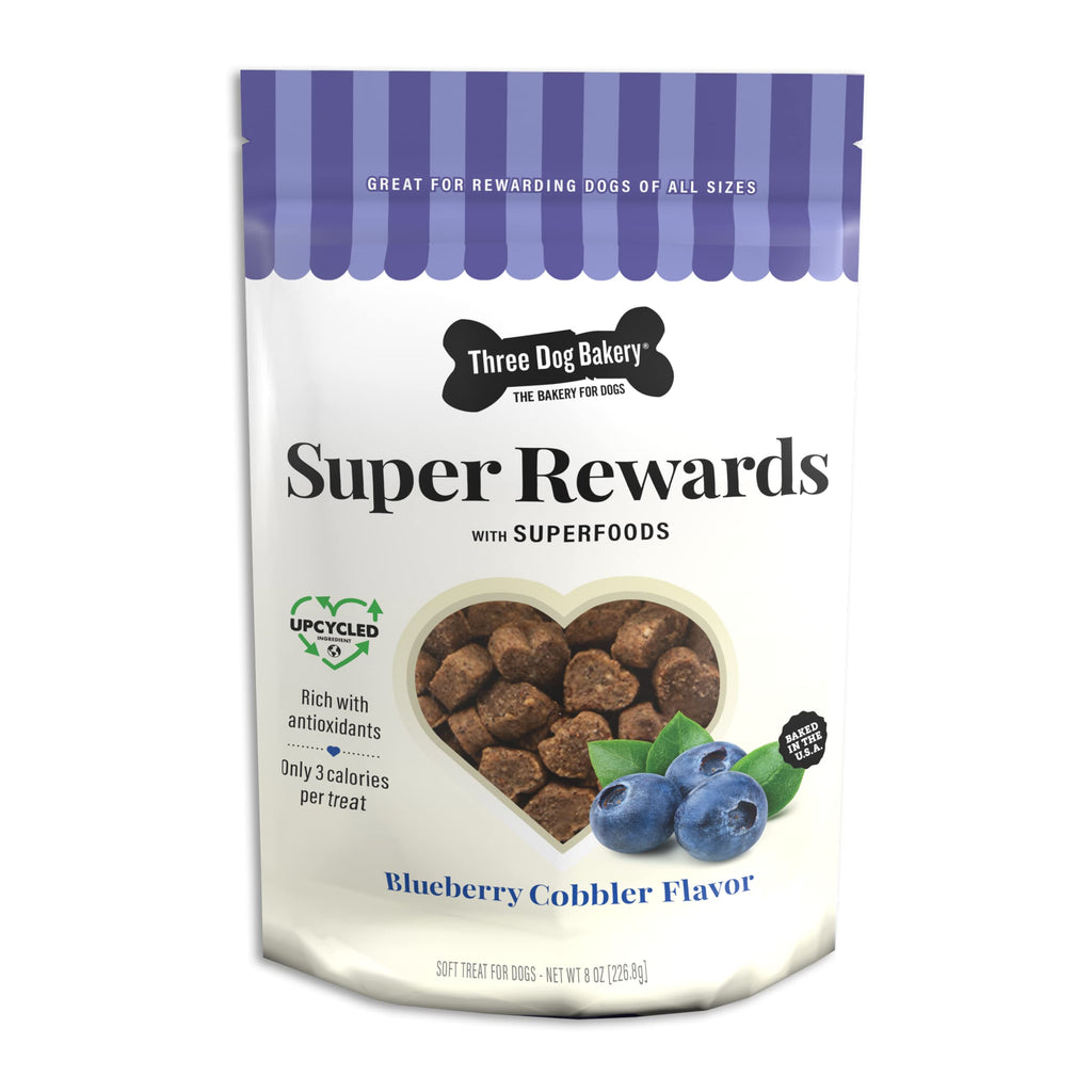 Three Dog Bakery Super Rewards Blueberry Cobbler Soft and Chewy Training Dog Treats - 8...