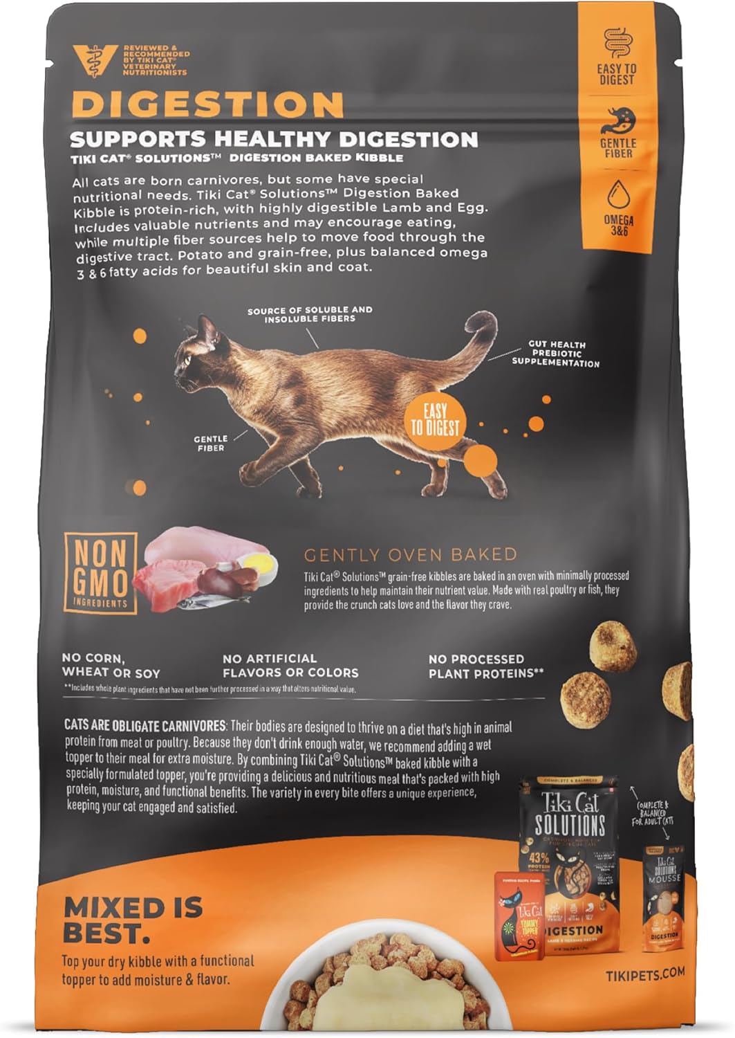 Tiki Cat Solutions Digestive Health High-Protein Grain-Free Lamb and Egg Recipe Dry Cat Food