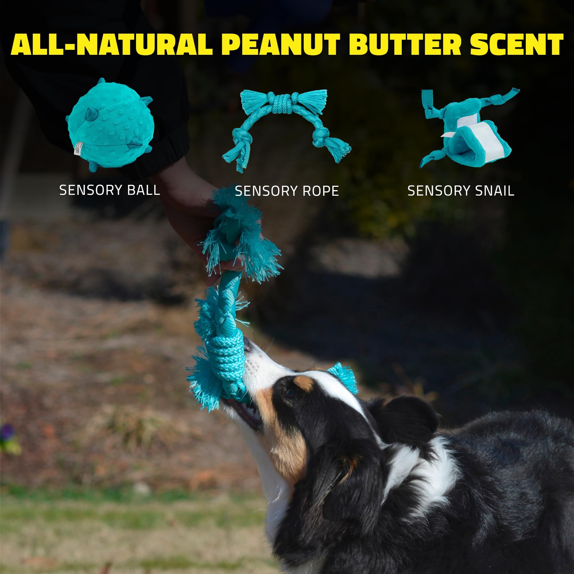 Playology Peanut Butter Scented Sensory Rope Puppy Dog Toy with Encapsiscent Technology - Small  