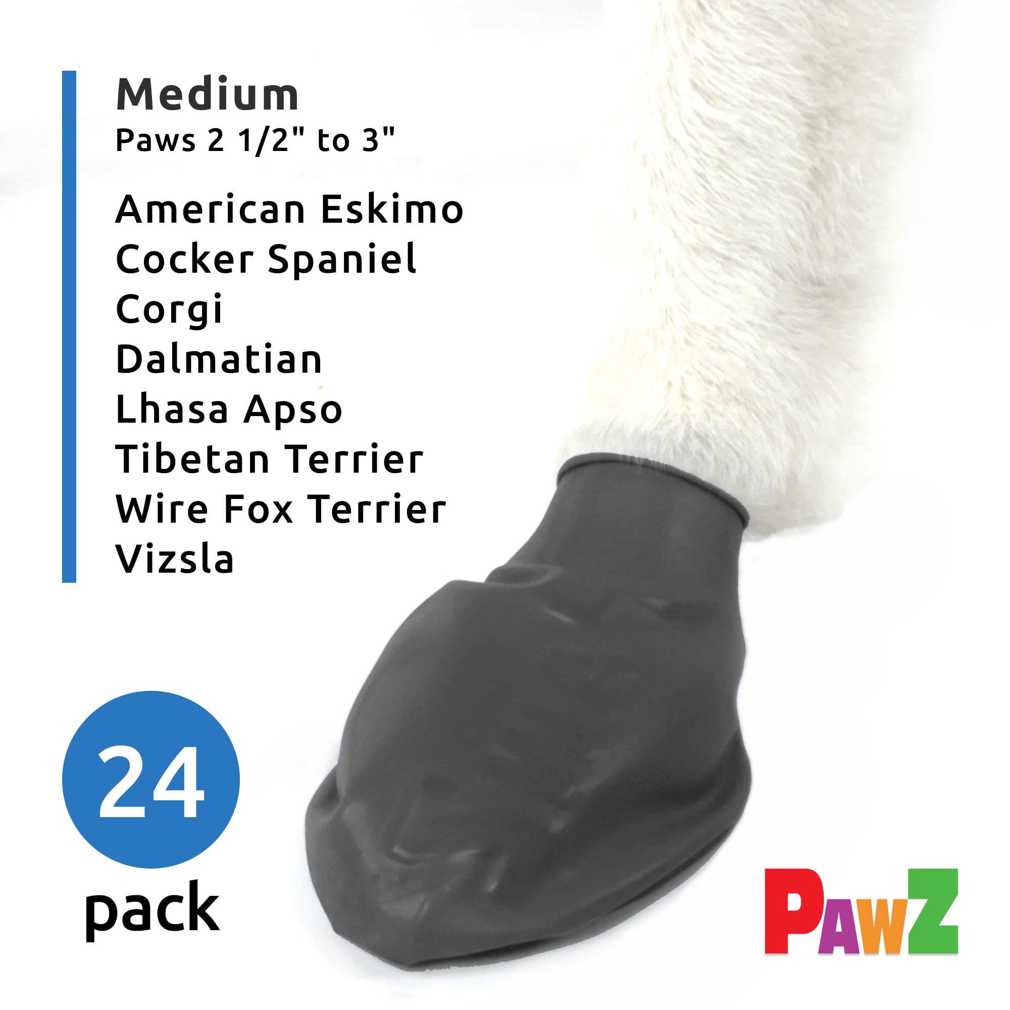 Pawz Waterproof Disposable and Reusable Rubberized Dog Boots - Black - Small - 12 Pack  