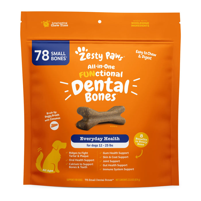 Zesty Paws All-in-1 Functional Bones with Cinnamon Dental Dog Treats - Small - 28 Count...