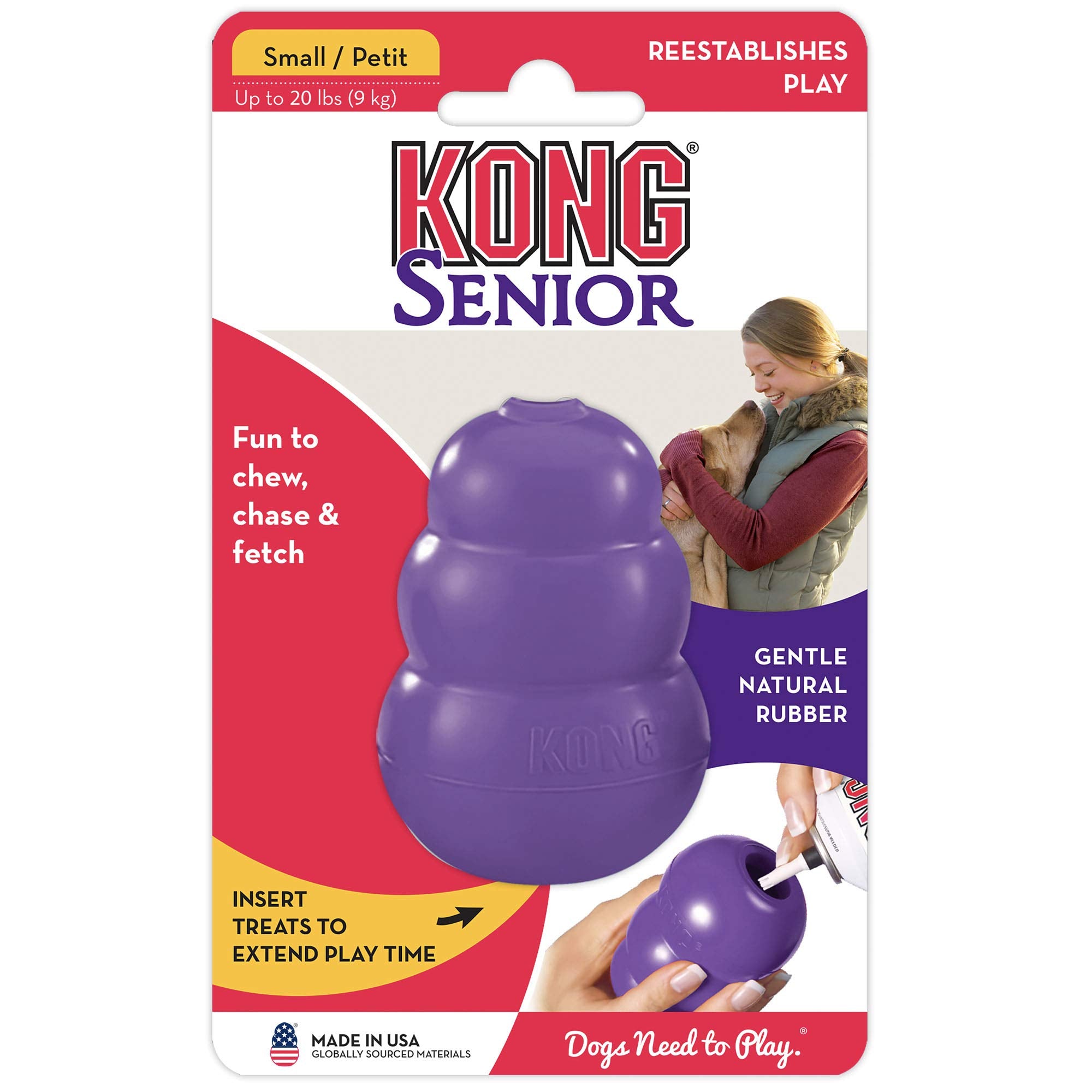 Kong Classic Treat Inserting Senior Natural Rubber Dog Toy - Small  