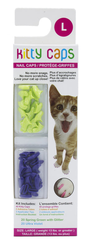 Fetch for Pets Kitty Anti-Scratching Cat Rubber Nail Tip Covers - Green/Glitter - Large...