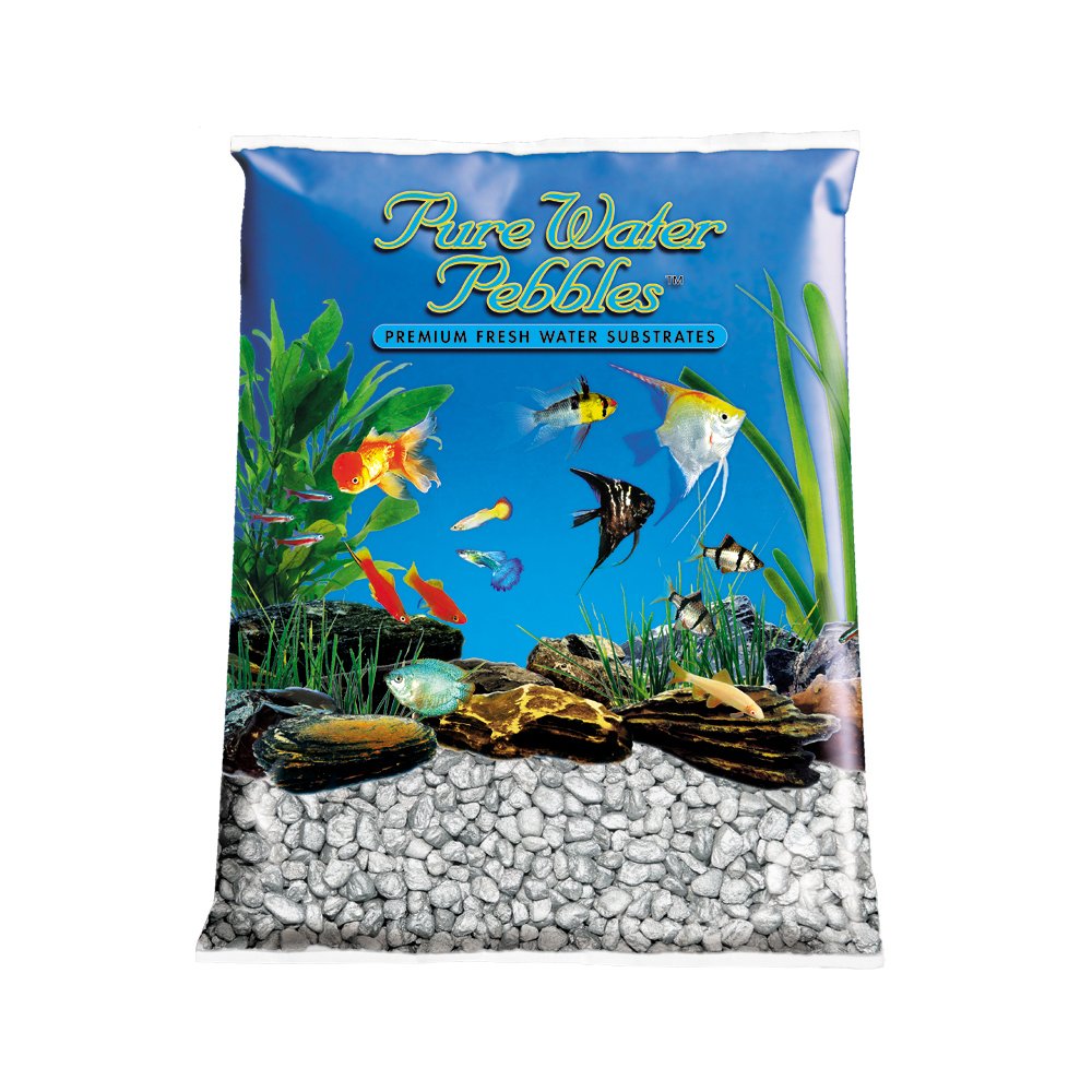 World Wide Imports Pure Water Natural Pebbles for Freshwater Aquarium - Silver - 25 Lbs - Case of 2  