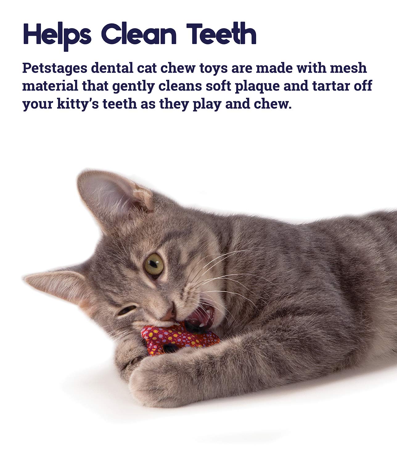 Petstages Plaque-Away Pretzel Dental Flossing and Plush Catnip Cat Toy  