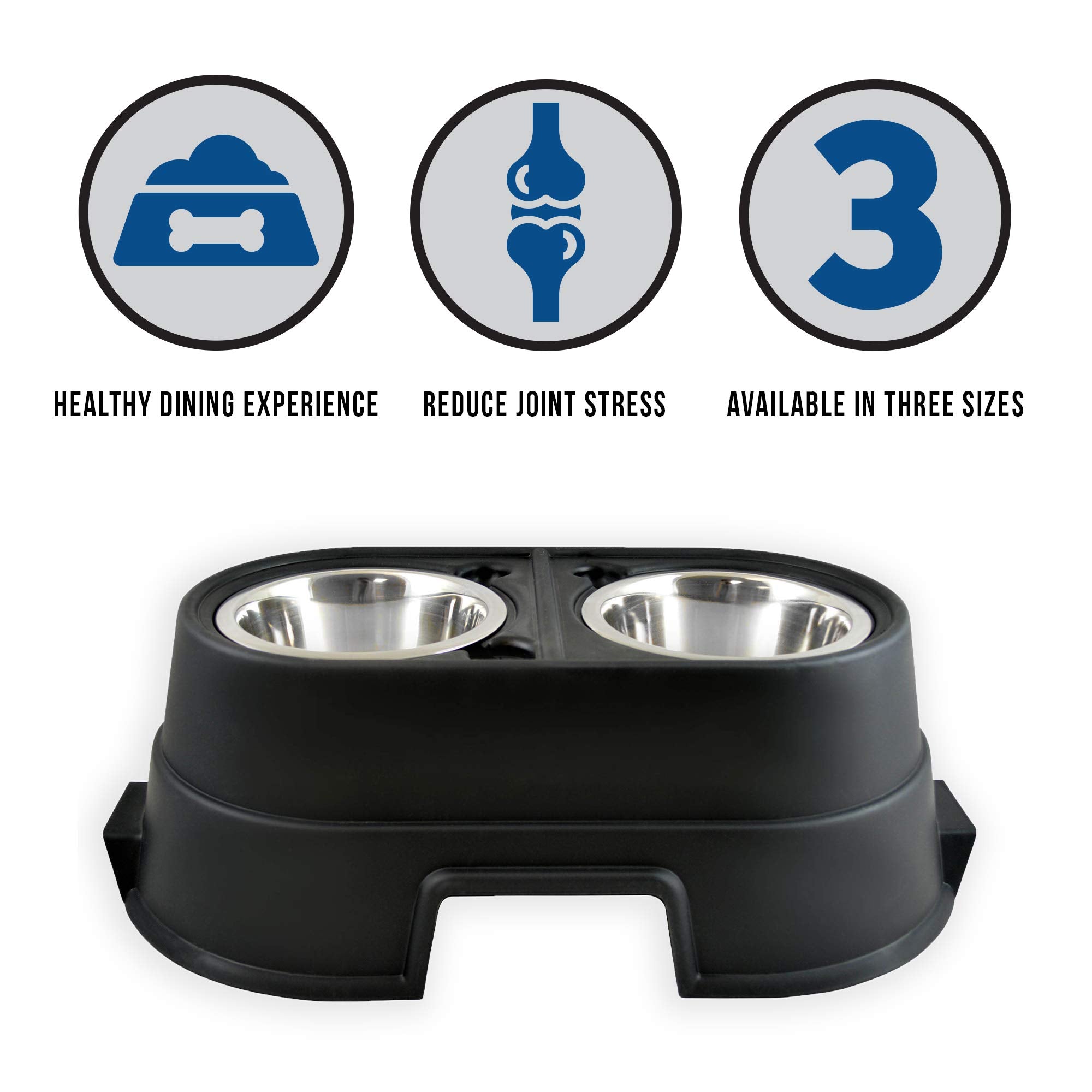 Mclovin's Pet Elevated Angled Food and Water Double Pet Bowl - Gray  