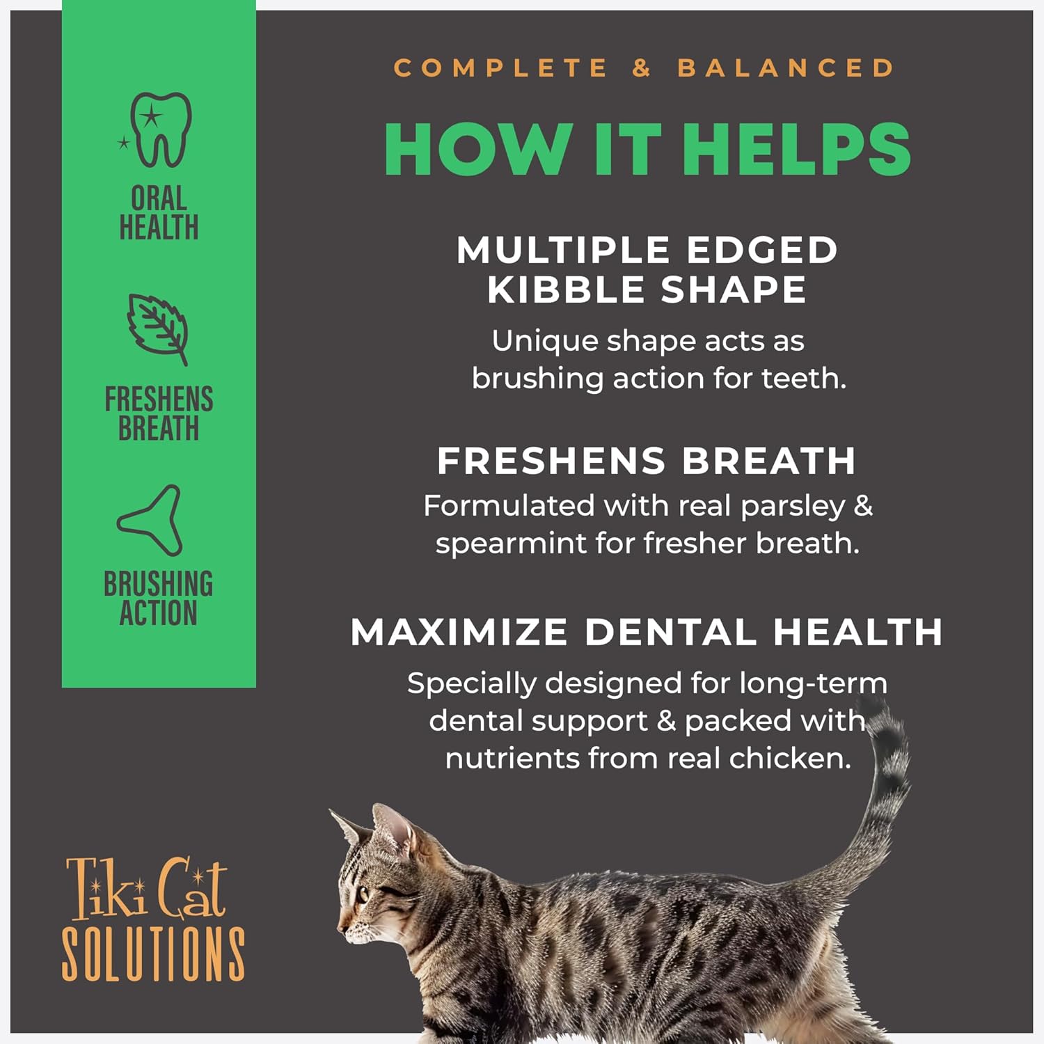 Tiki Cat Solutions Dental High-Protein Grain-Free Chicken with Parsley and Peppermint Dry Cat Food