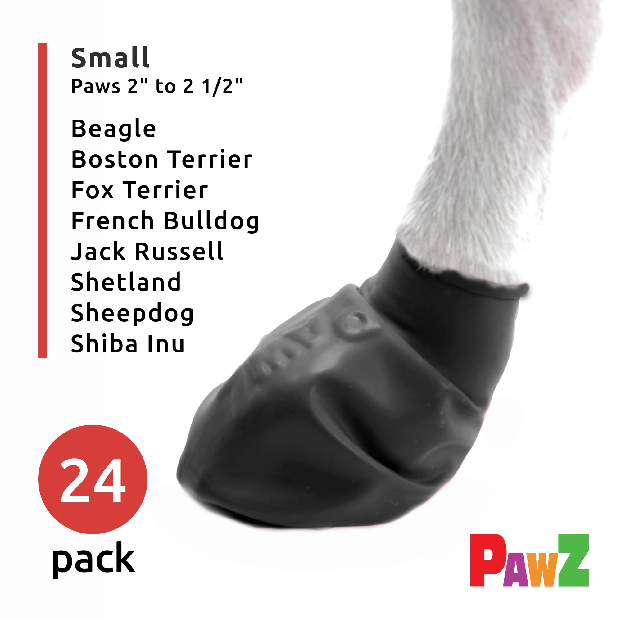 Pawz Waterproof Disposable and Reusable Rubberized Dog Boots - Black - Tiny - 12 Pack  