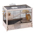 Ferplast Hampsterville Hampster Cage with Wooden Base and Accessories - Tan - 22.7" X 12.2" X 2.6" Inches  