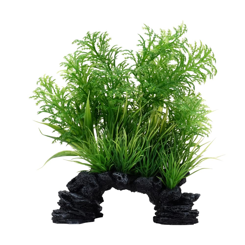 Fluval AquaLife Deco Scapes White-Tipped Hottonia Mix Plastic Plant Aquarium Décor - Medium - 8 Inch