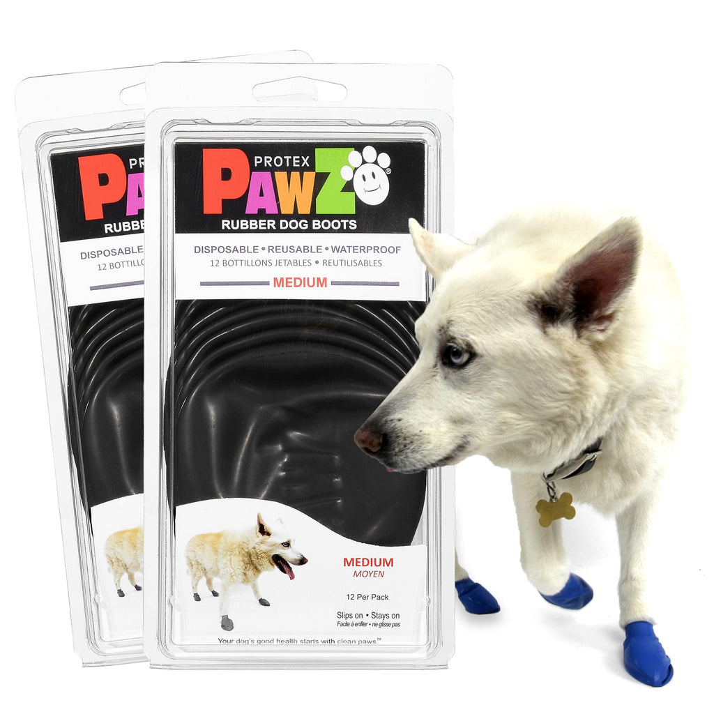 Pawz Waterproof Disposable and Reusable Rubberized Dog Boots - Black - Small - 12 Pack  