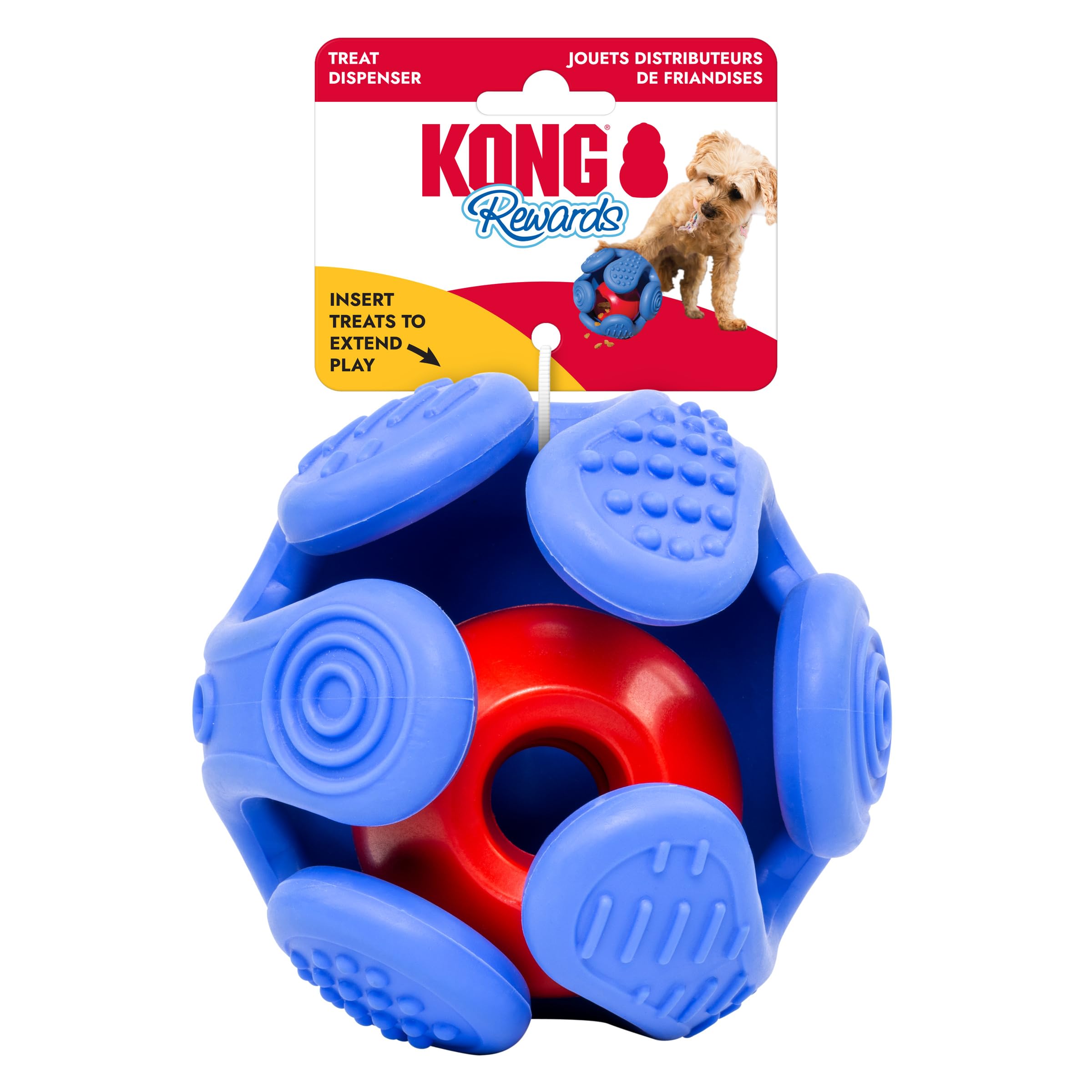 Kong Rewards Wrapz Ball Slow Release Treat-Dispensing Rubber Dog Toy - Medium/Large