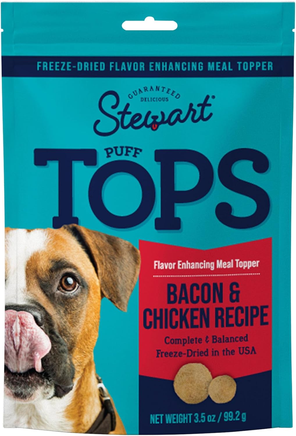 Stewart Puff Tops Bacon and Chicken Recipe Freeze-Dried Dog Food Topper 3.5 Ounce