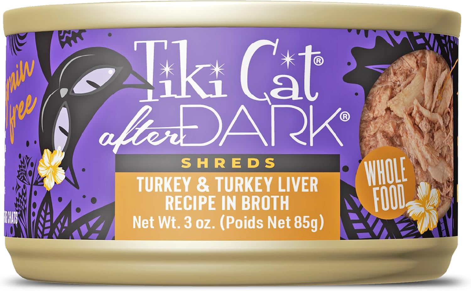 Tiki Cat After Dark Shreds Grain-Free Turkey with Turkey Liver in Broth Adult Canned Cat Food - 3 Oz - Case of 12 Default Title