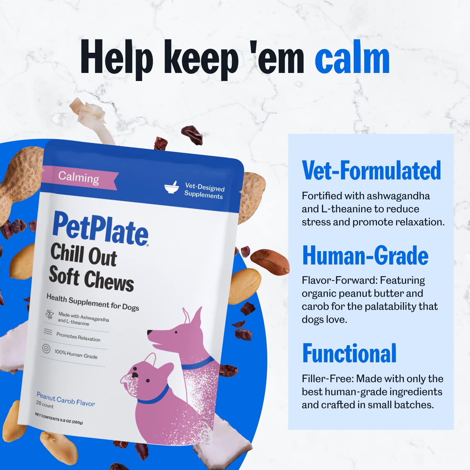 Pet Plate Chill Out Calming Soft Chews Dog Supplements - 9.8 Oz  