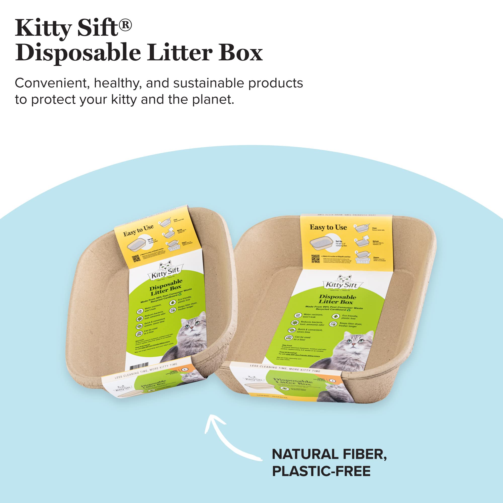 Kitty Sift Eco-Friendly Disposable Cat Litter Box - Jumbo  