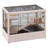 Ferplast Hampsterville Hampster Cage with Wooden Base and Accessories - Tan - 22.7" X 12.2" X 2.6" Inches  