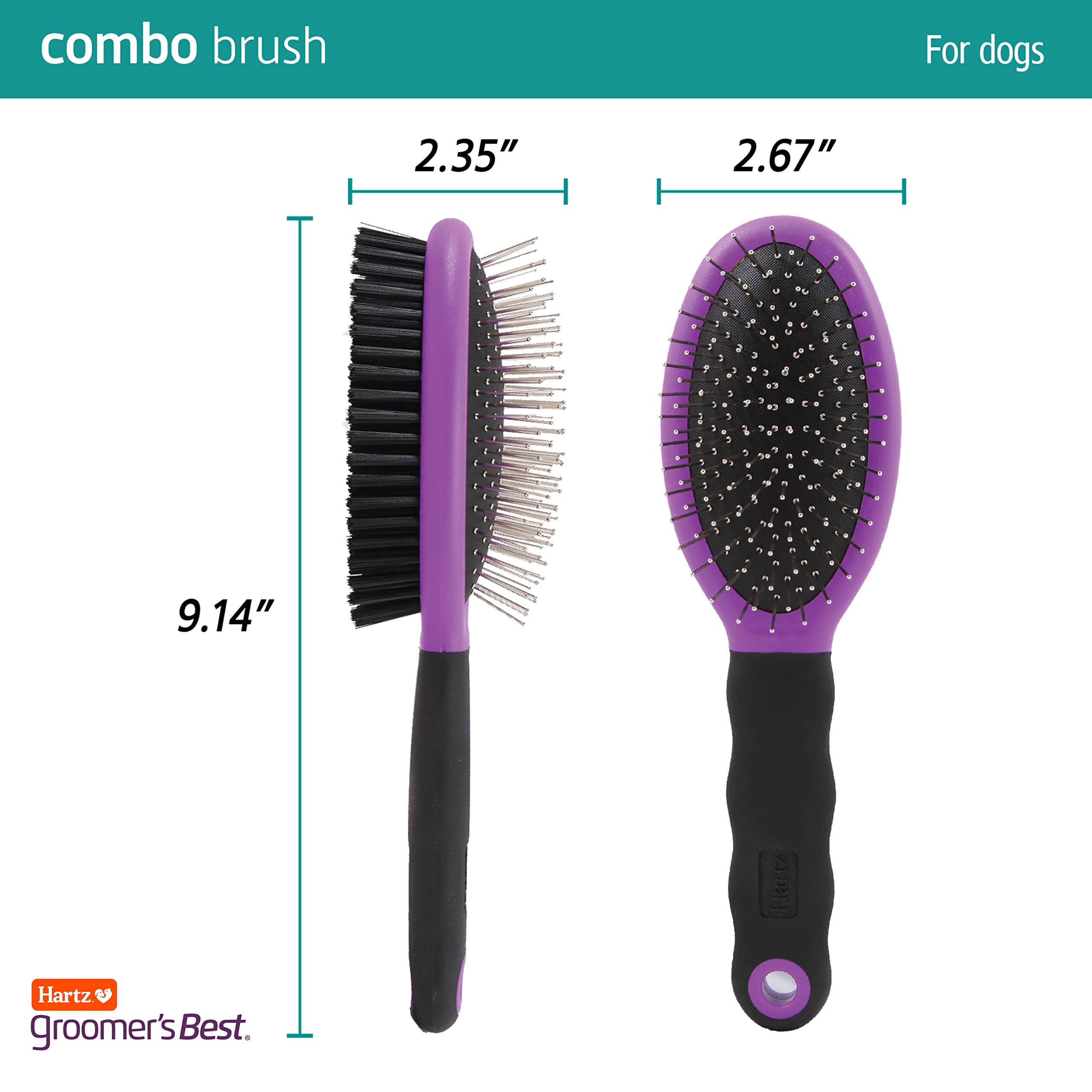 Hartz Mountain Groomer's Best Dual-Sided Combo Grooming Dog Brush  