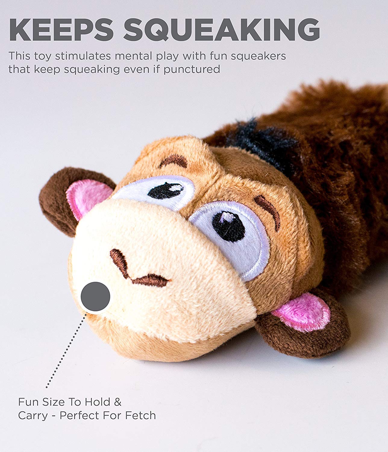 Petstages Lil' Squeak Chew and Squeak Monkey Plush Dog Toy  