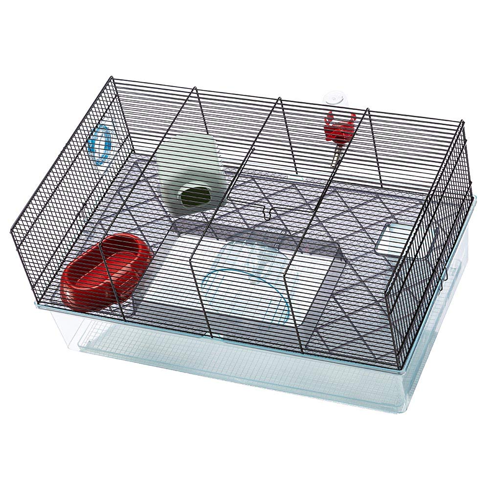 Ferplast Favola Multi-Level Hamster Cage with Bottle and Dish - Black - 23.6" X 14.4" X 11.8" Inches  