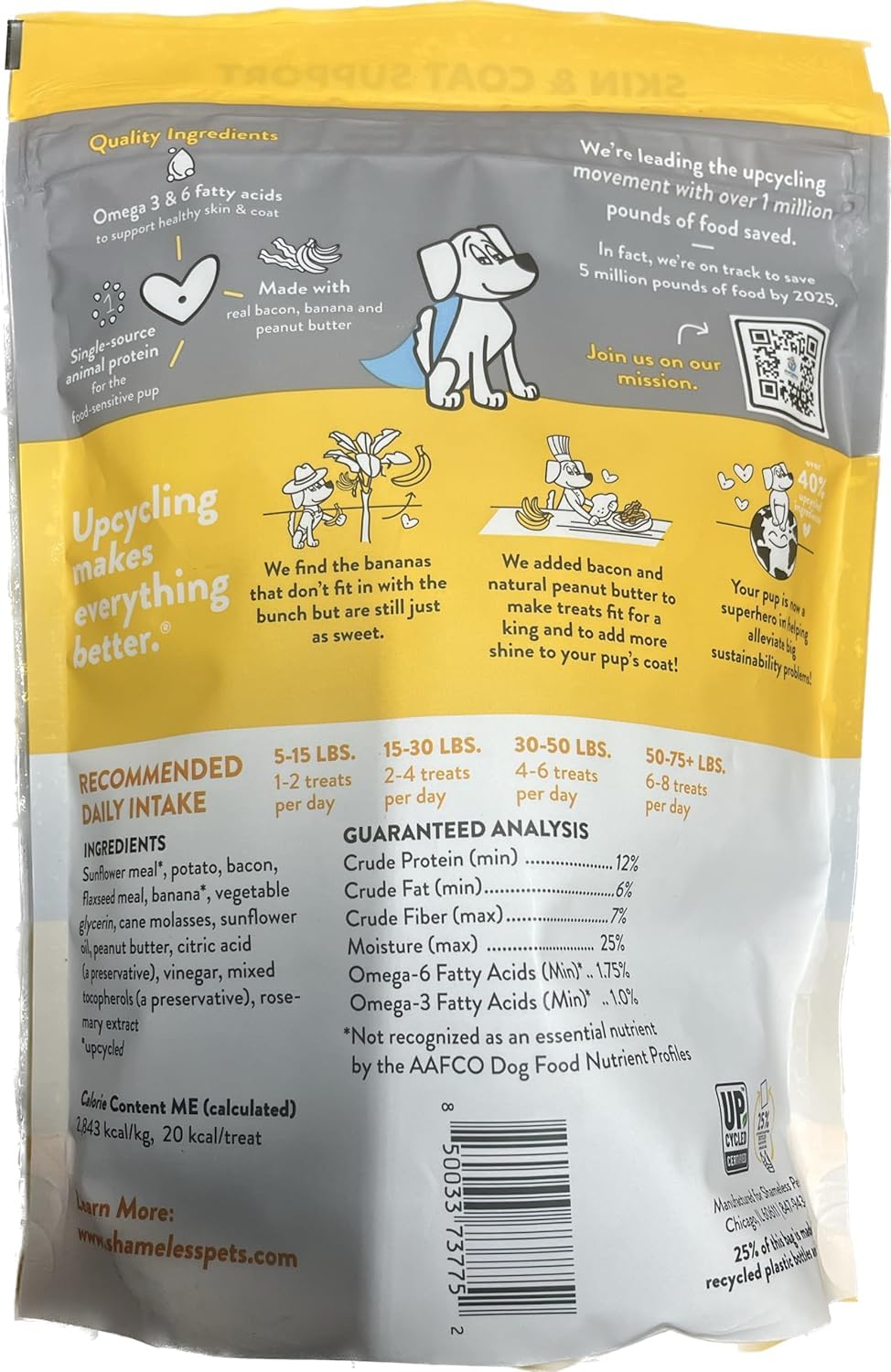 Shameless Pets Bananas for Bacon Soft Baked and Chewy Dog Biscuits Treats - 6 Oz - Case of 6  