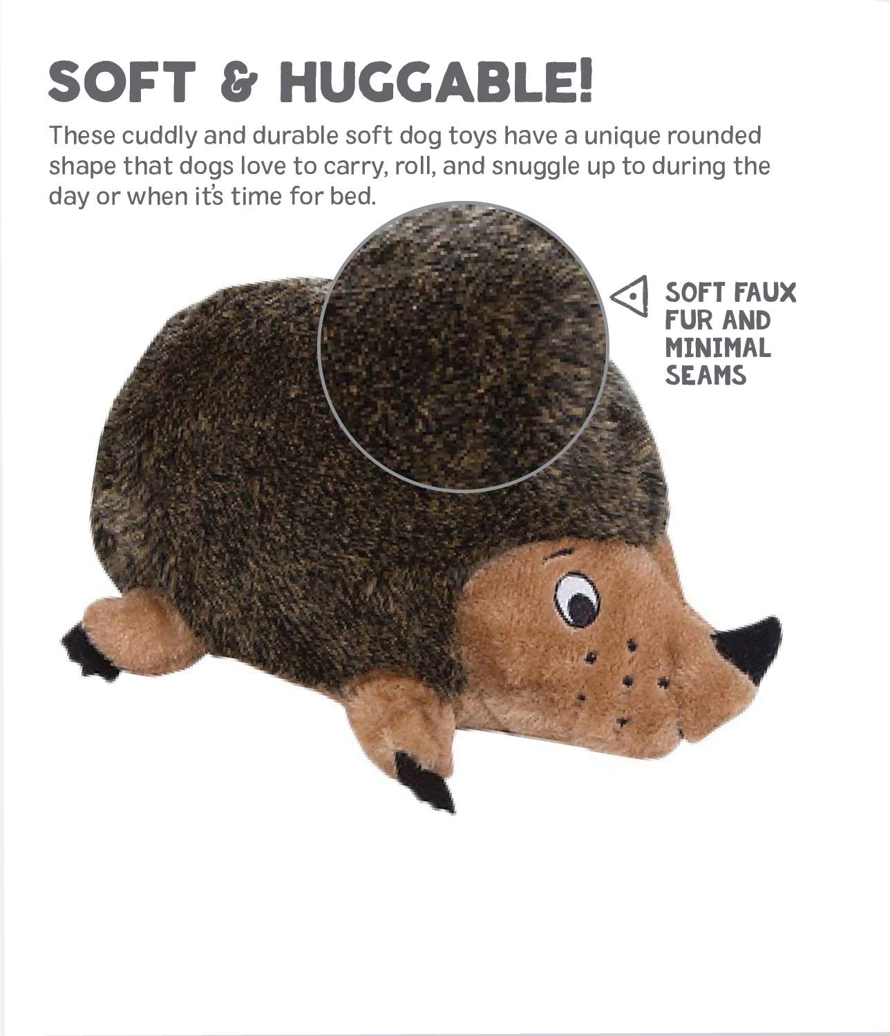 Outward Hound Hedgehogz Squeak and Plush Dog Toy - Brown - Small  