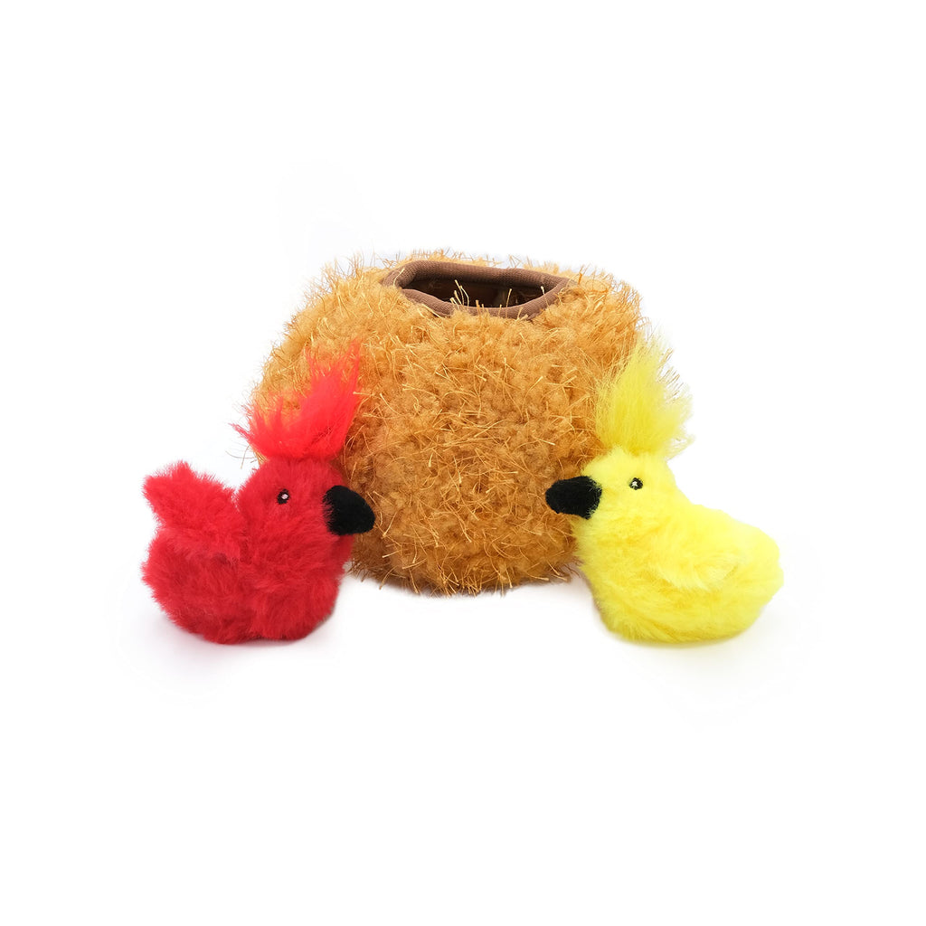 Zippy Paws Burrow Bird in Nest Hide-and-Seek Interactive Squeak and Plush Cat Toy - Sma...