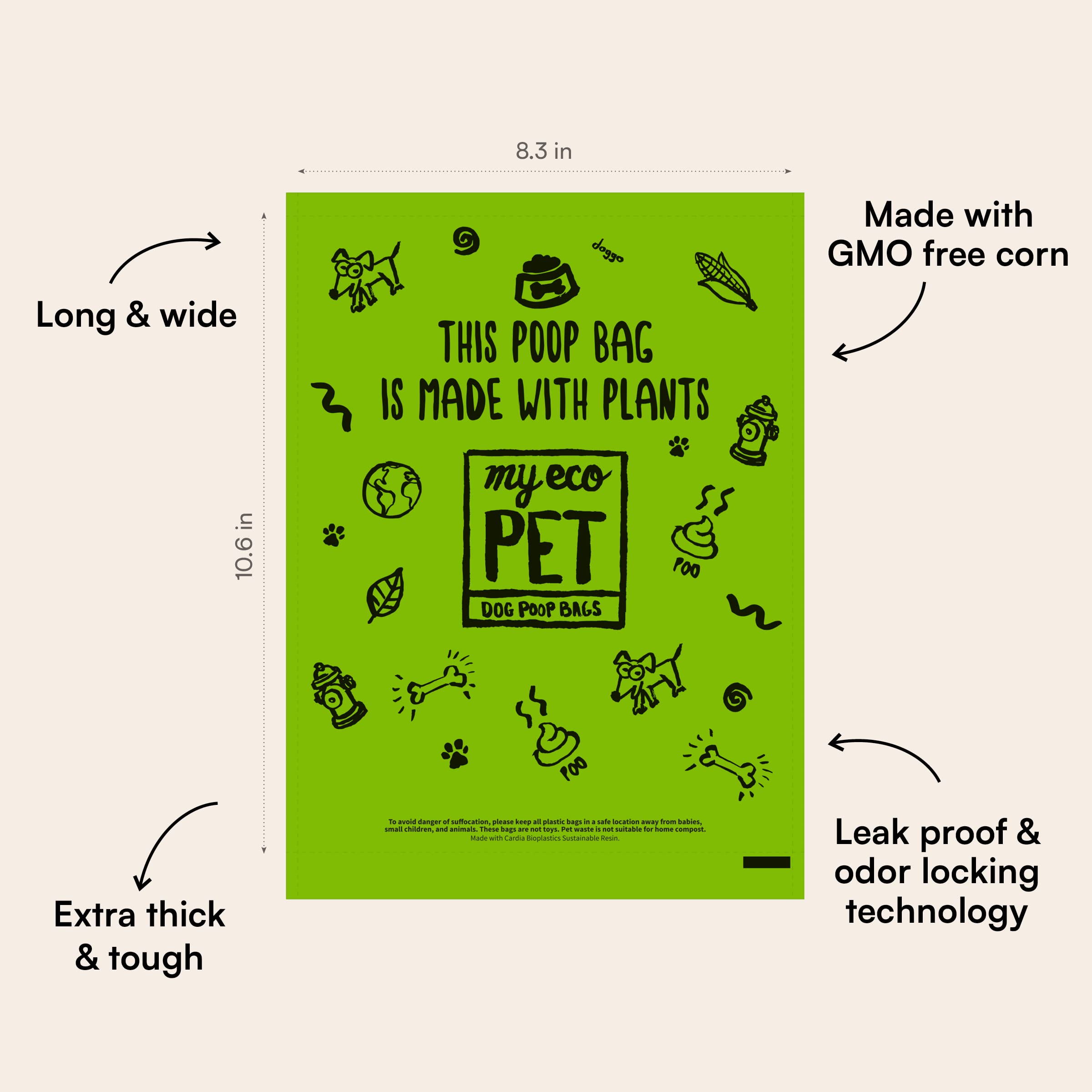My Eco Pet Poop Pet Wastebags with Dispenser - 30 Count  