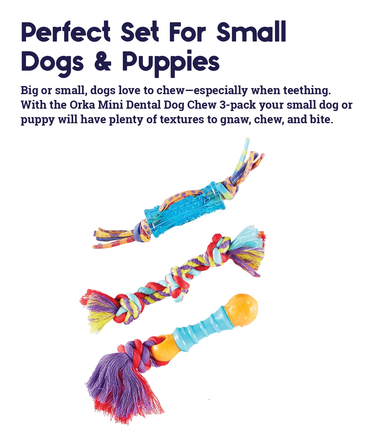 Petstages Orka Dental Pack Chew Puppy Dog Toys - Mini - 3 Pack  