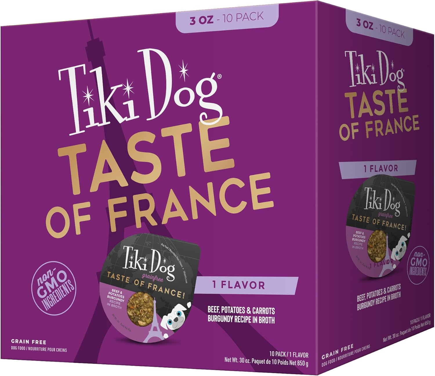 Tiki Dog Taste of The World France Beef Potatoes and Carrots in Broth Wet Dog Food Trays - 3 Oz - Case of 10 Default Title