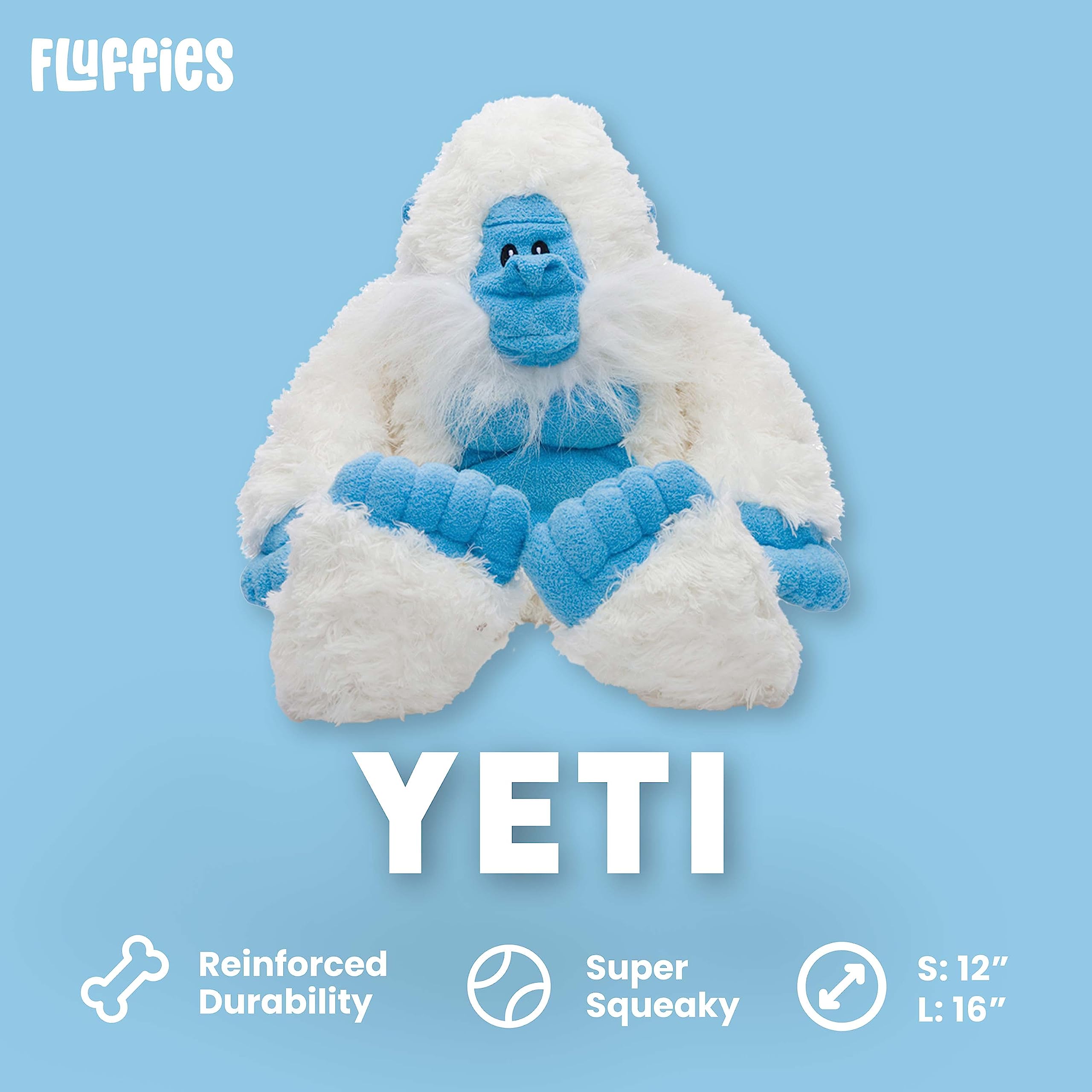 Snugarooz Young Yeti Squeak and Crinkle Plush Dog Toy - 5" Inches  