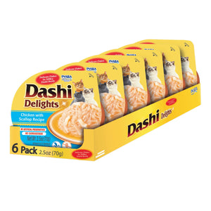 Inaba Dashi Delights Chicken and Scallop Bits in Broth Cat Food Topping - 2.5 Oz - Case...