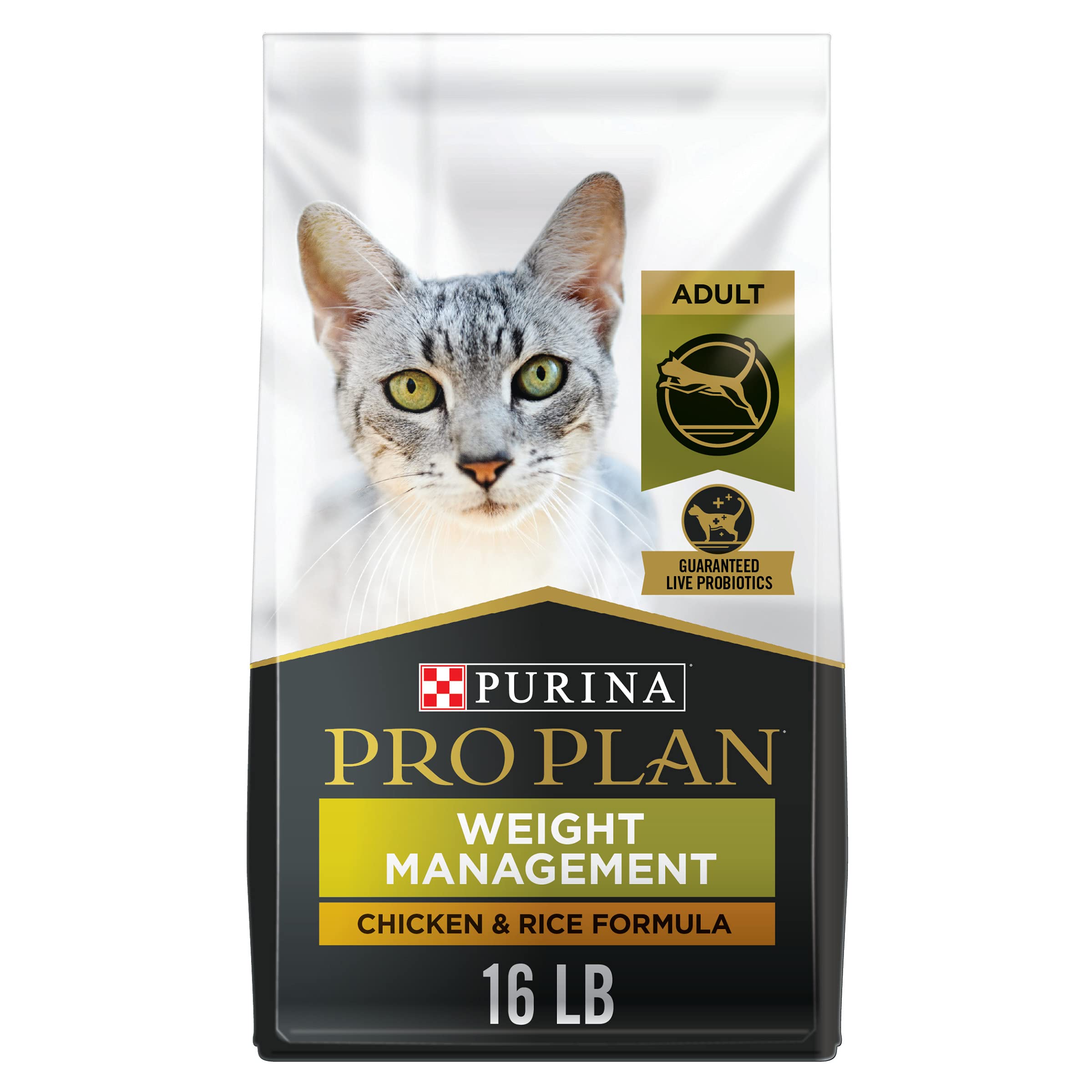 Purina Pro Plan Weight Management High-Protein Chicken and Rice Formula Dry Cat Food - 3.5 Lbs - Case of 6  