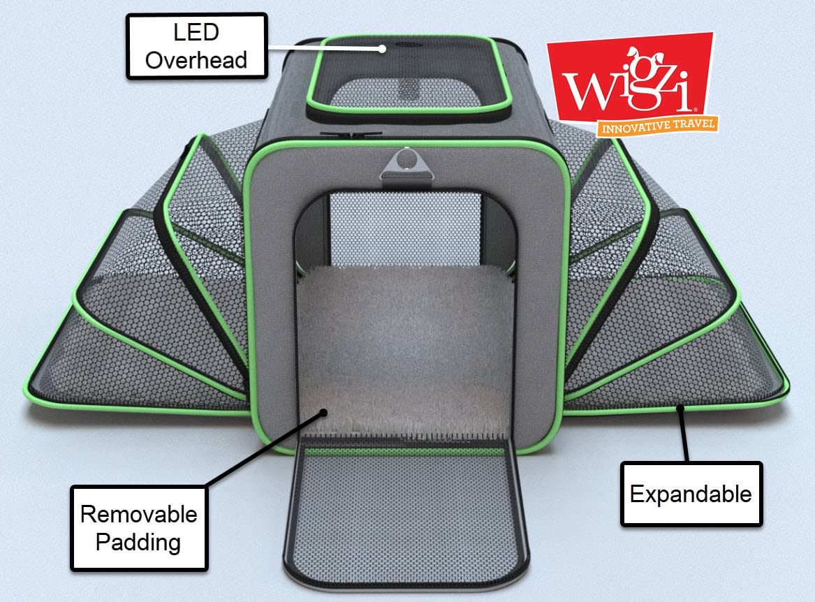 Wigzi LED Lighting Dual-Side Expandable Travel Airline Approved Pet Carrier  