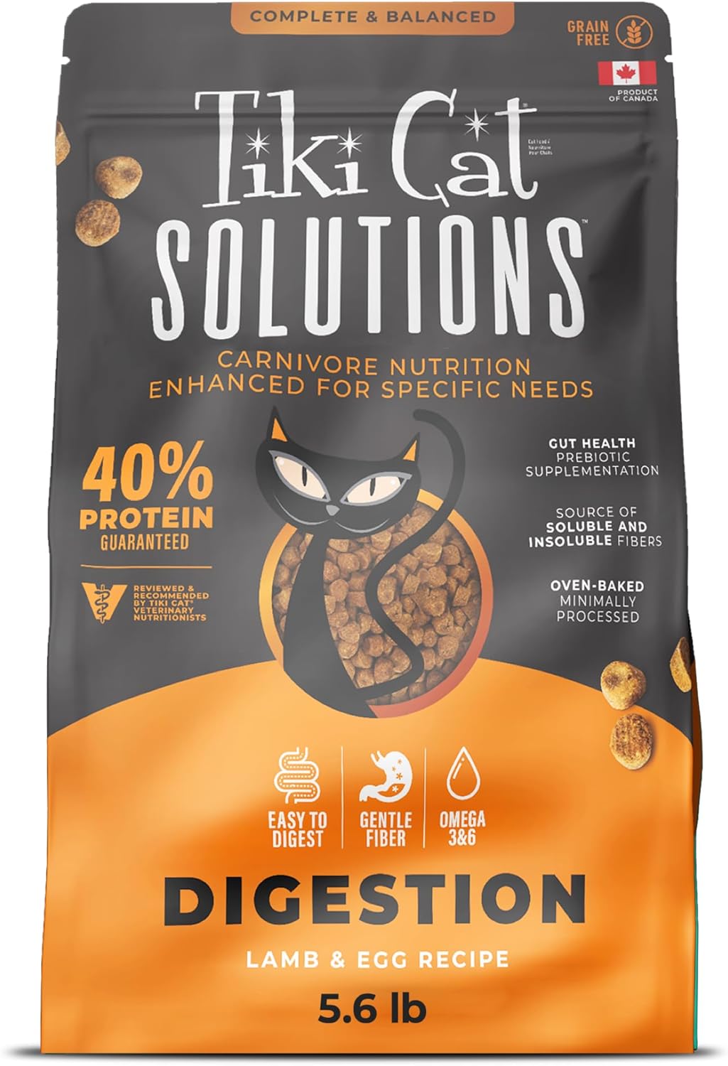 Tiki Cat Solutions Digestive Health High-Protein Grain-Free Lamb and Egg Recipe Dry Cat Food 5.6 Pounds