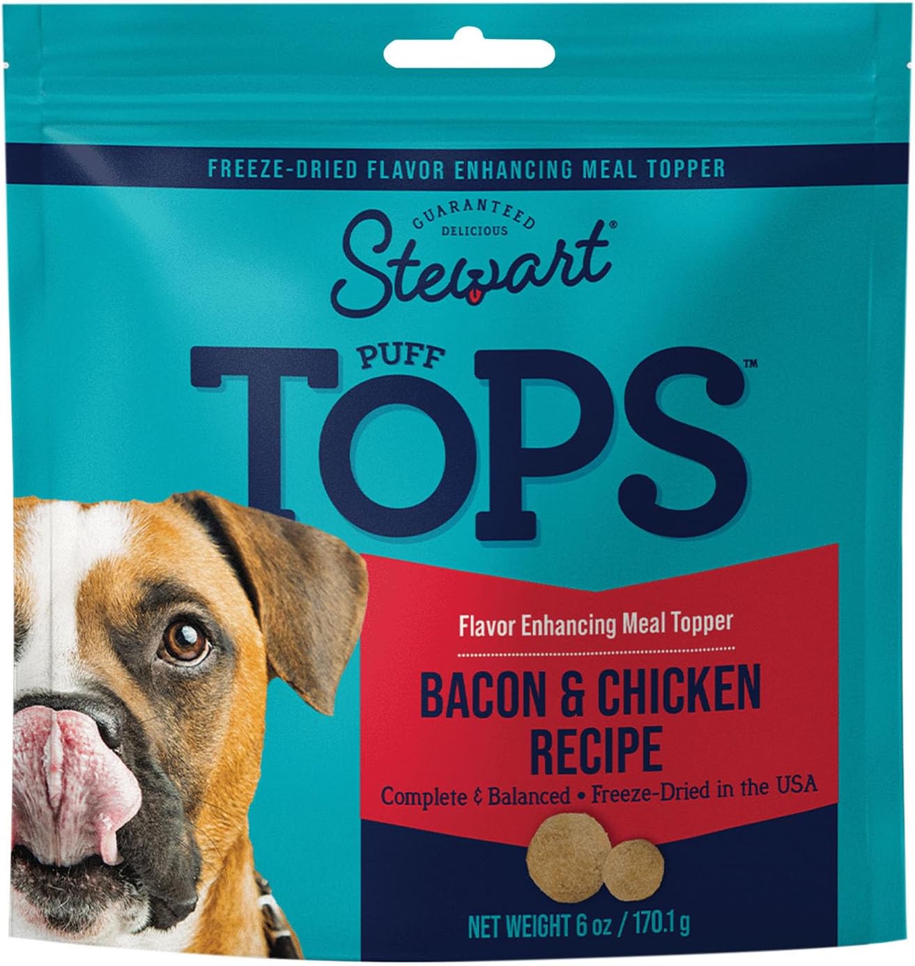 Stewart Puff Tops Bacon and Chicken Recipe Freeze-Dried Dog Food Topper 6 Ounce